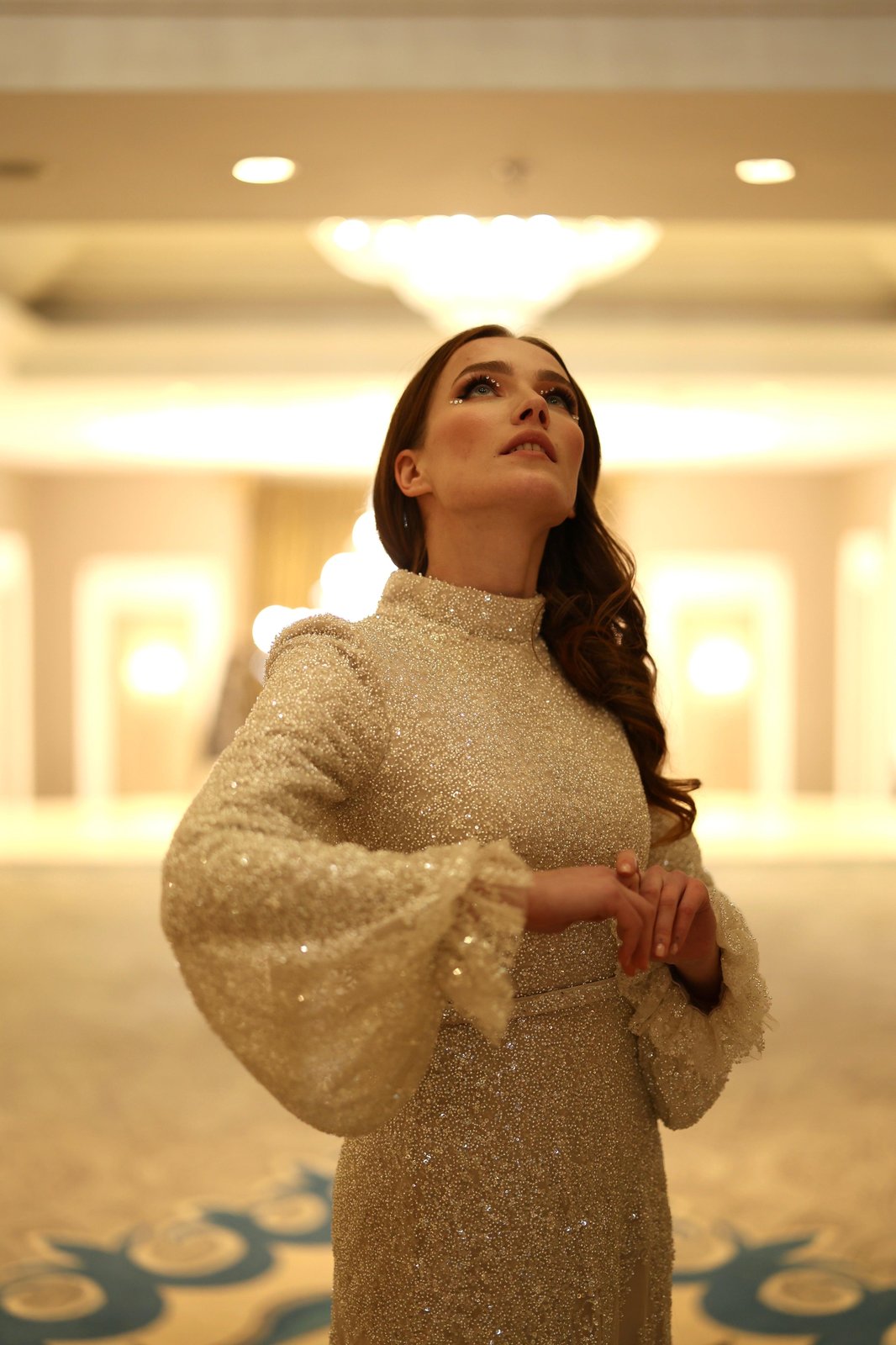 Elizabeth İşlemeli Elbise - Bej