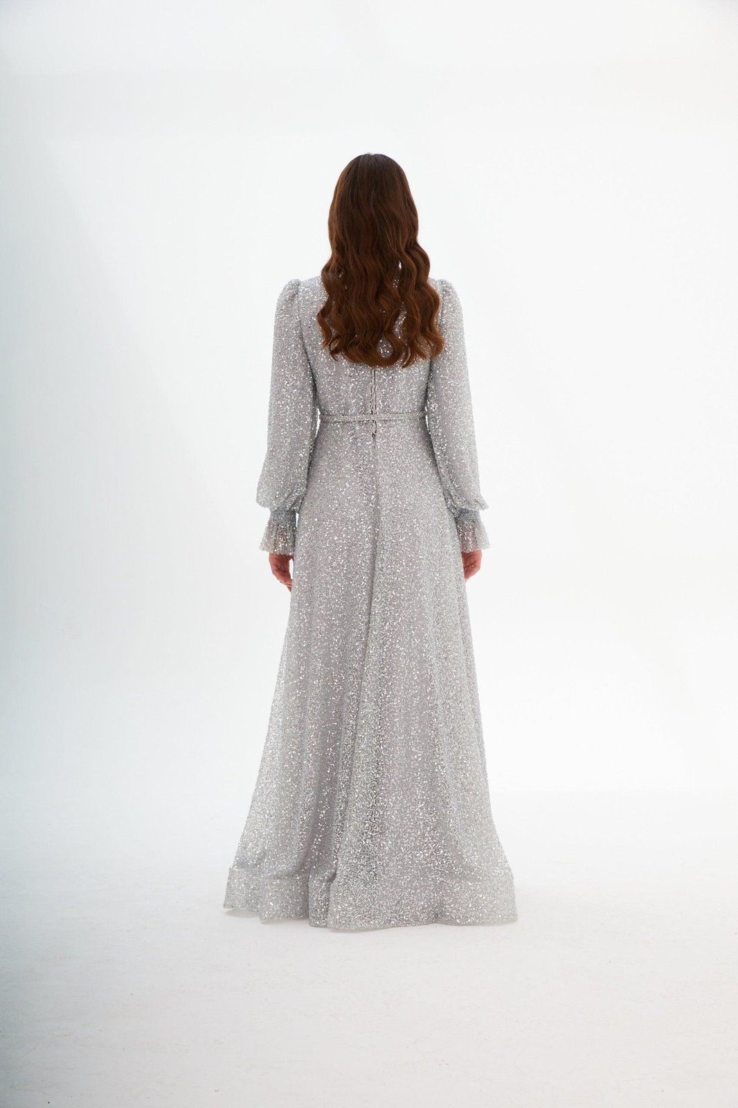 Diana İşlemeli Elbise - Gri