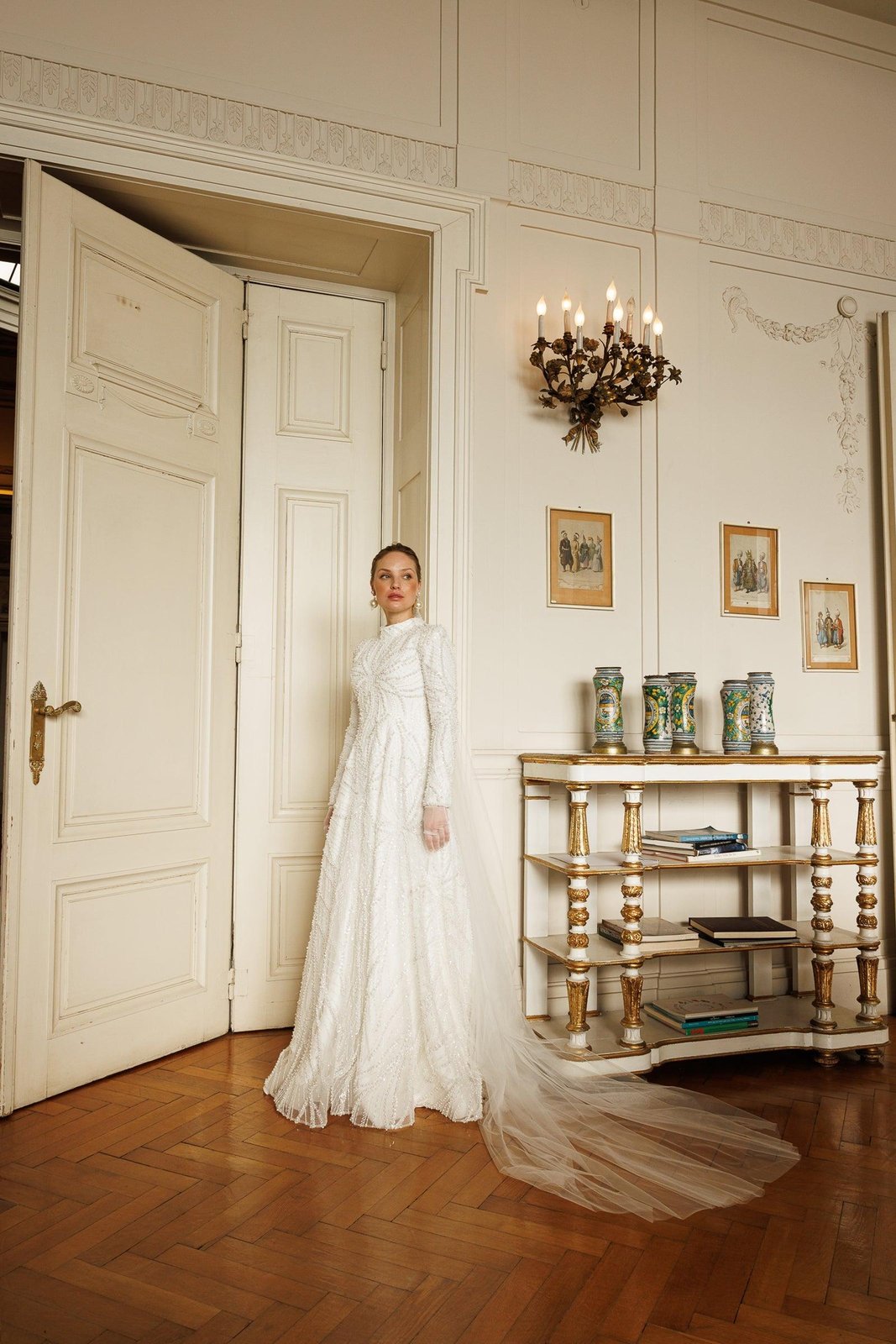 Rosaline İncili Gelinlik - Beyaz