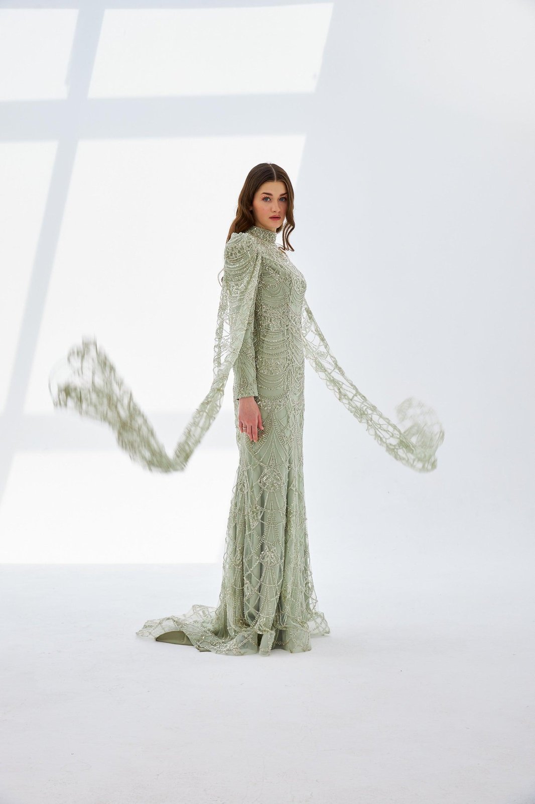 Estelle Pelerinli Elbise - Mint