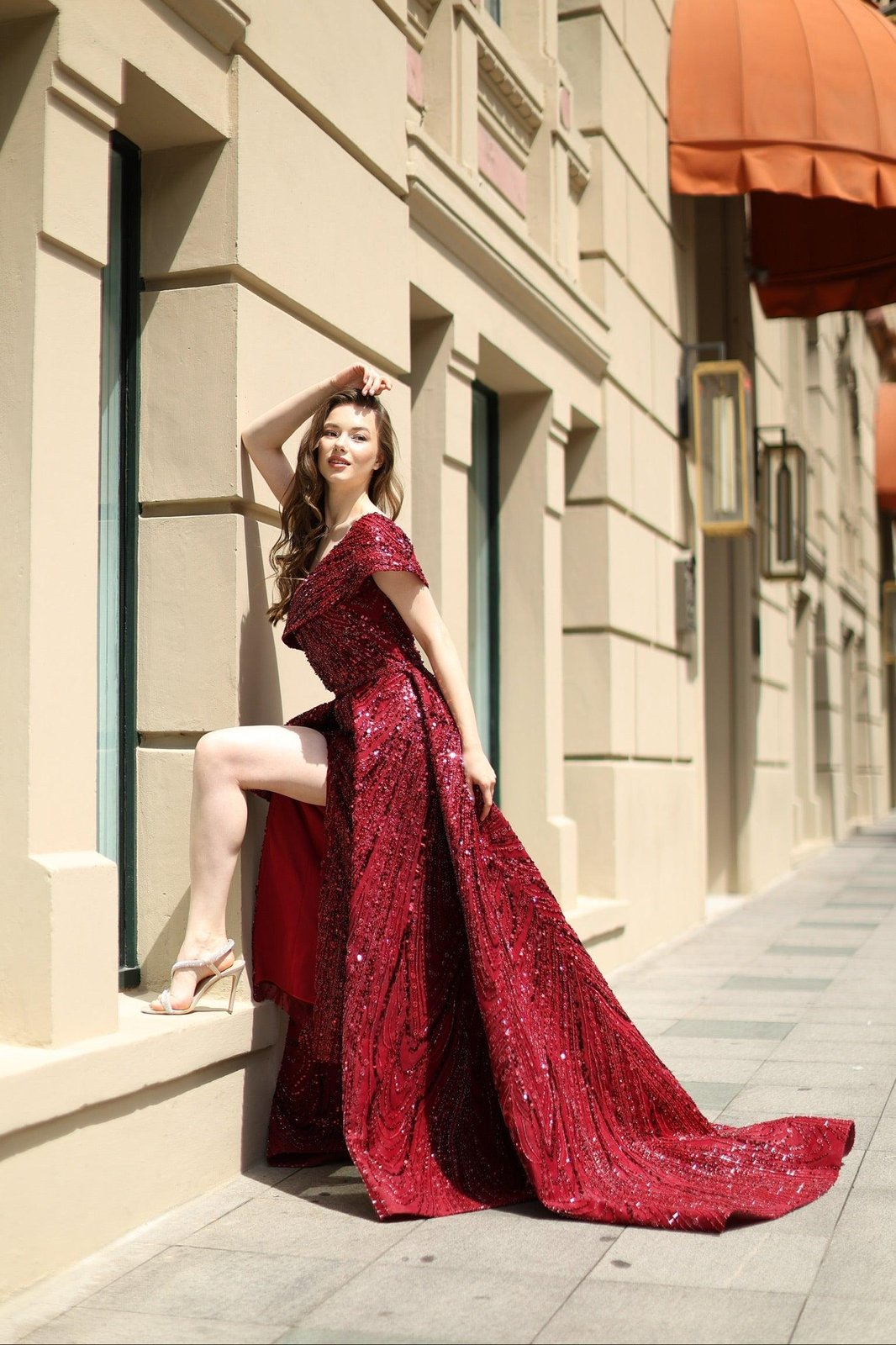 Waldorf Kuyruklu Elbise - Bordo