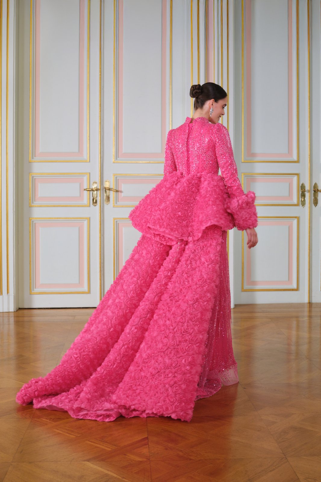 Rosewood Kuyruklu Elbise - Fuşya