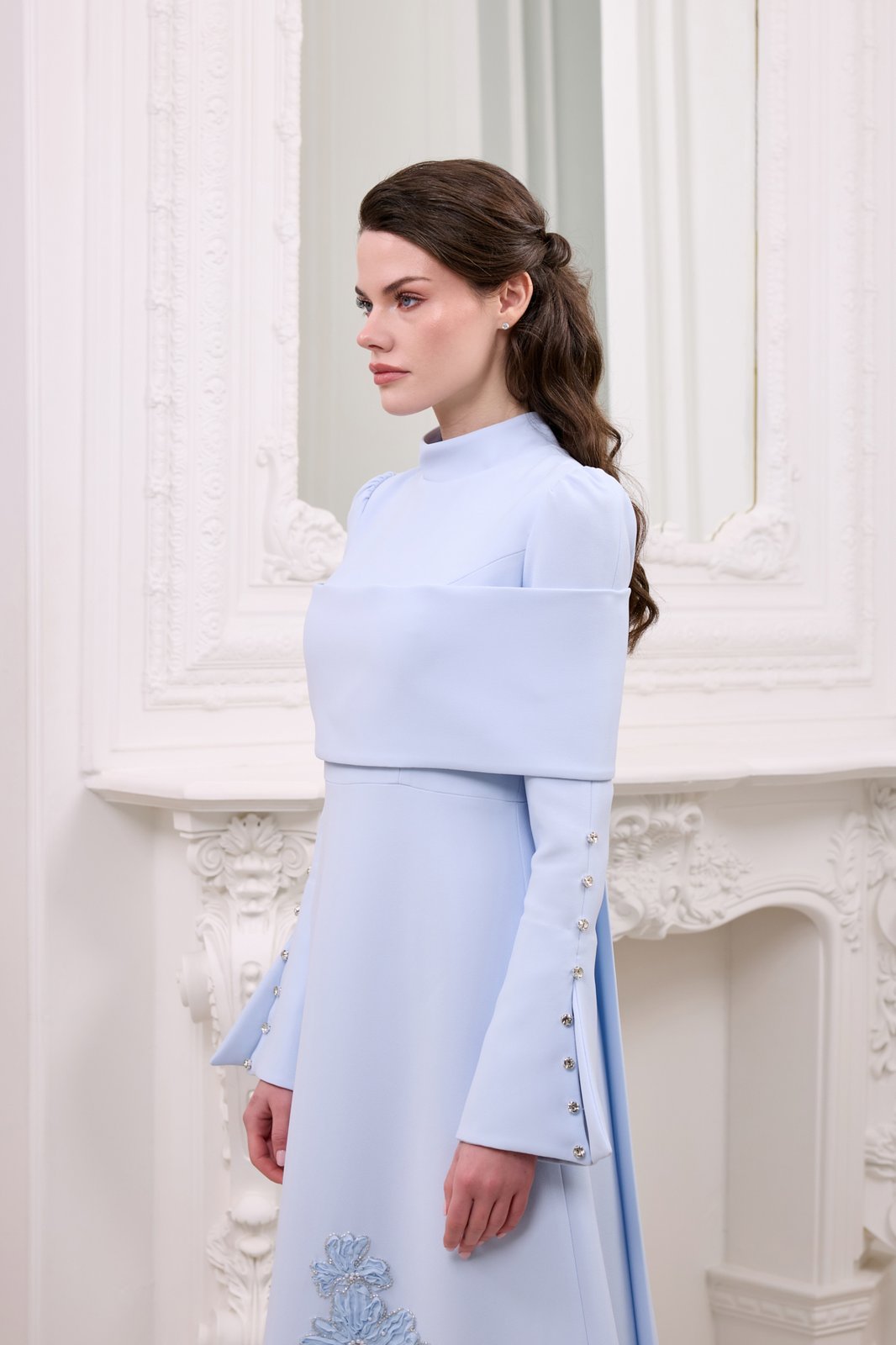 Frozen Omuz Detaylı Elbise - Mavi