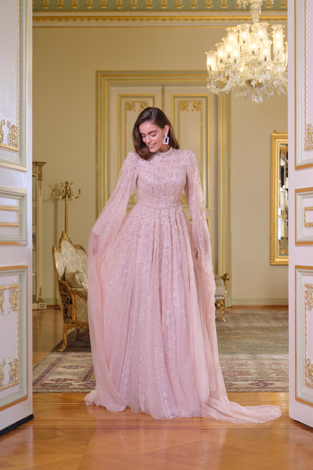 Begonia Kasnak İşlemeli Elbise - Pembe