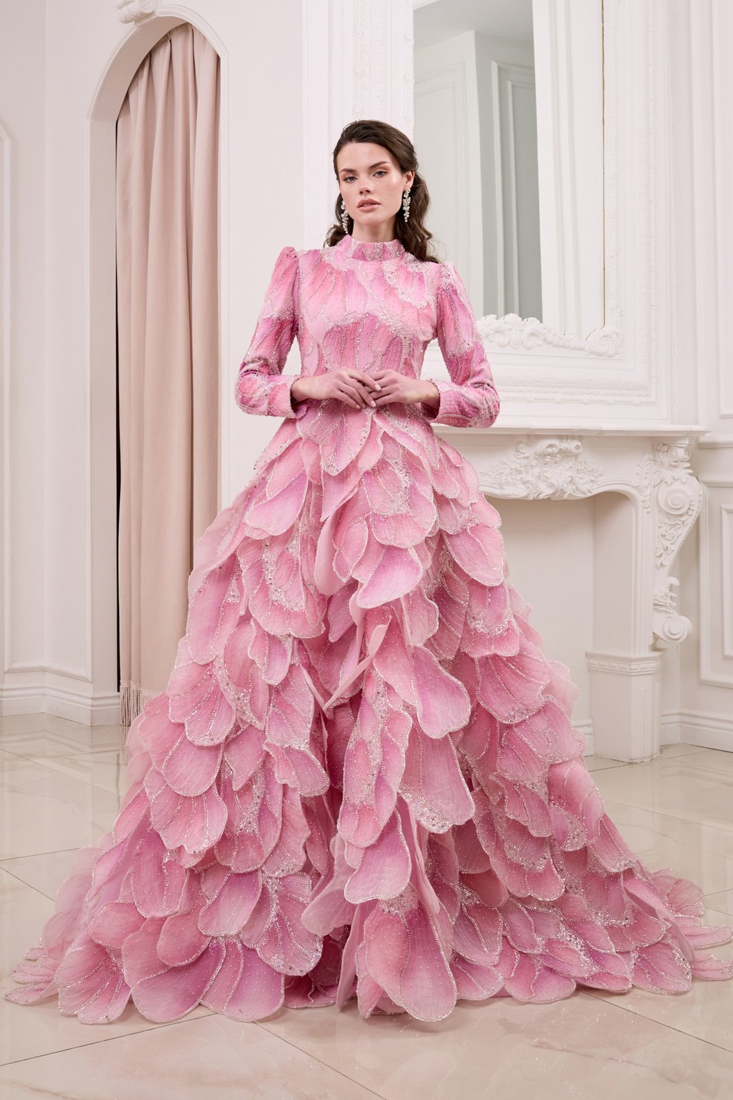 Aurora İşlemeli Elbise - Pembe