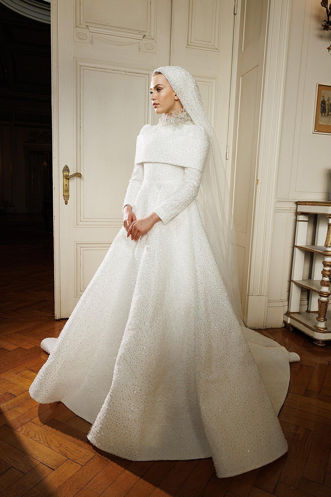 Ashley Omuz Detaylı Gelinlik - Beyaz