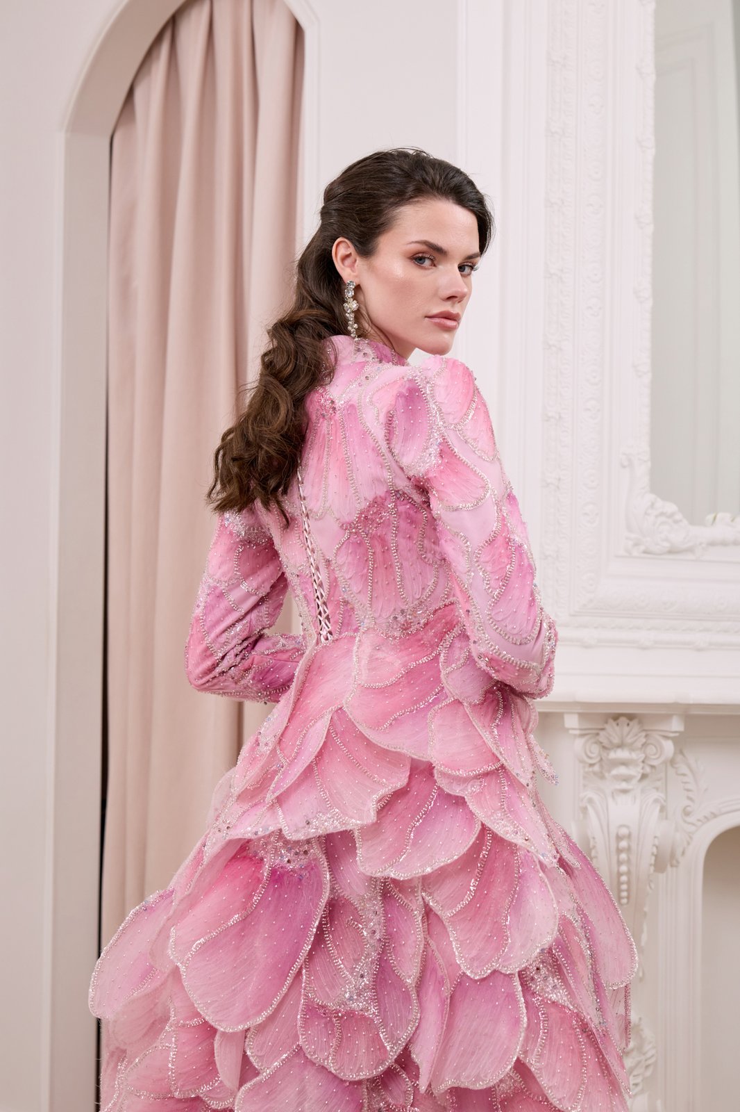 Aurora İşlemeli Elbise - Pembe