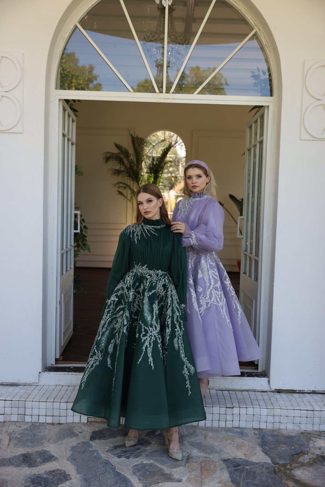 Soli Tül Detaylı Elbise - Yeşil