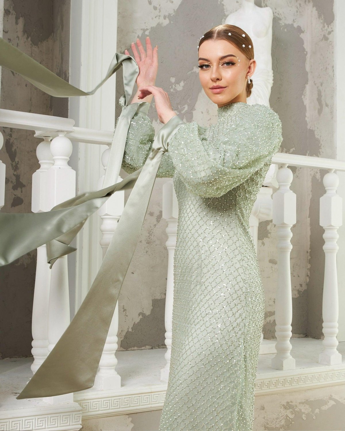 Pamela Kol Detaylı Elbise - Mint