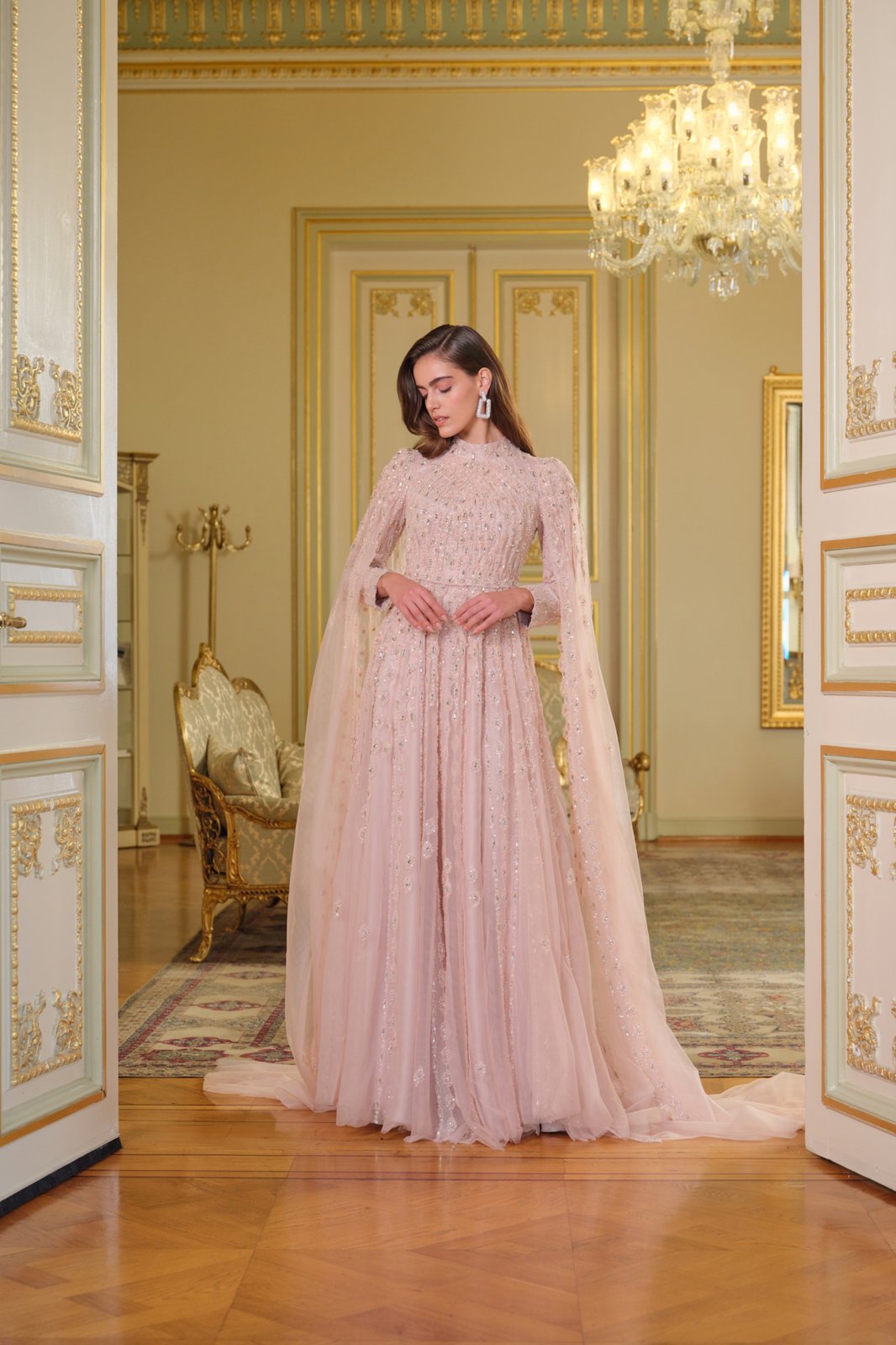 Begonia Kasnak İşlemeli Elbise - Pembe