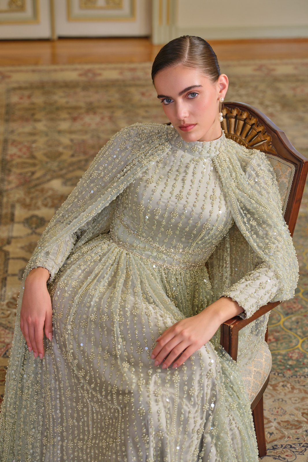 Noah İşlemeli Elbise - Yeşil