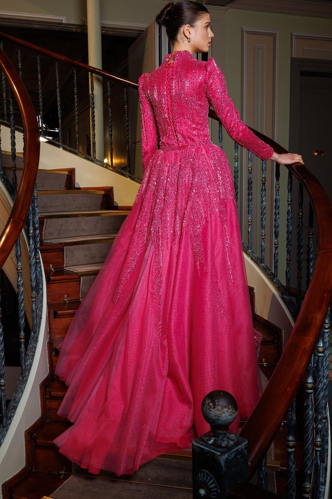 Eternal Kuyruklu Elbise - Fuşya