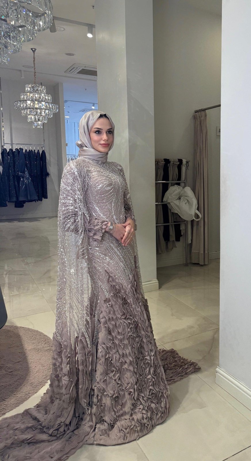 Revia Fırfırlı Elbise - Kahverengi