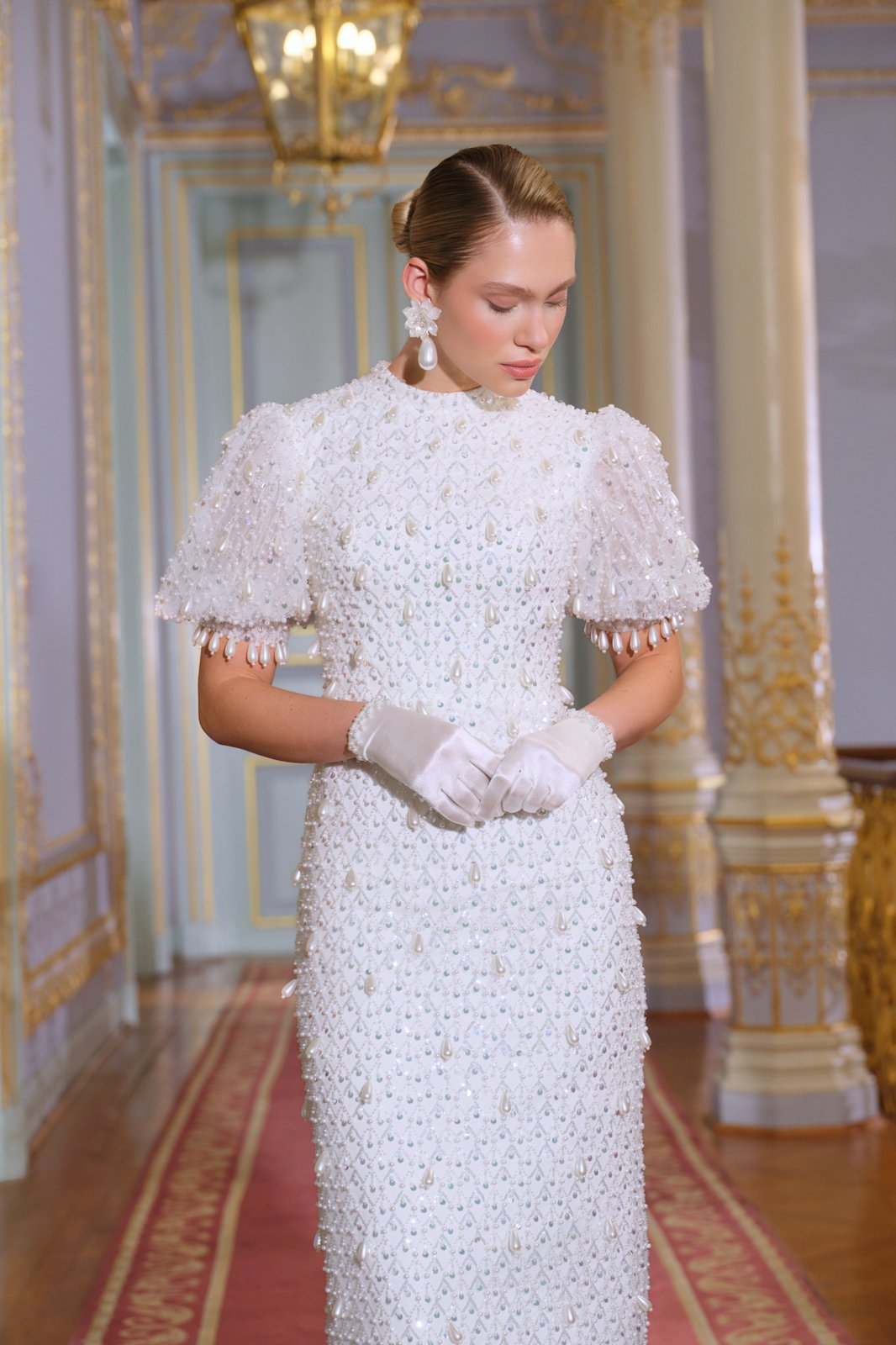 Theo İncili Elbise - Beyaz