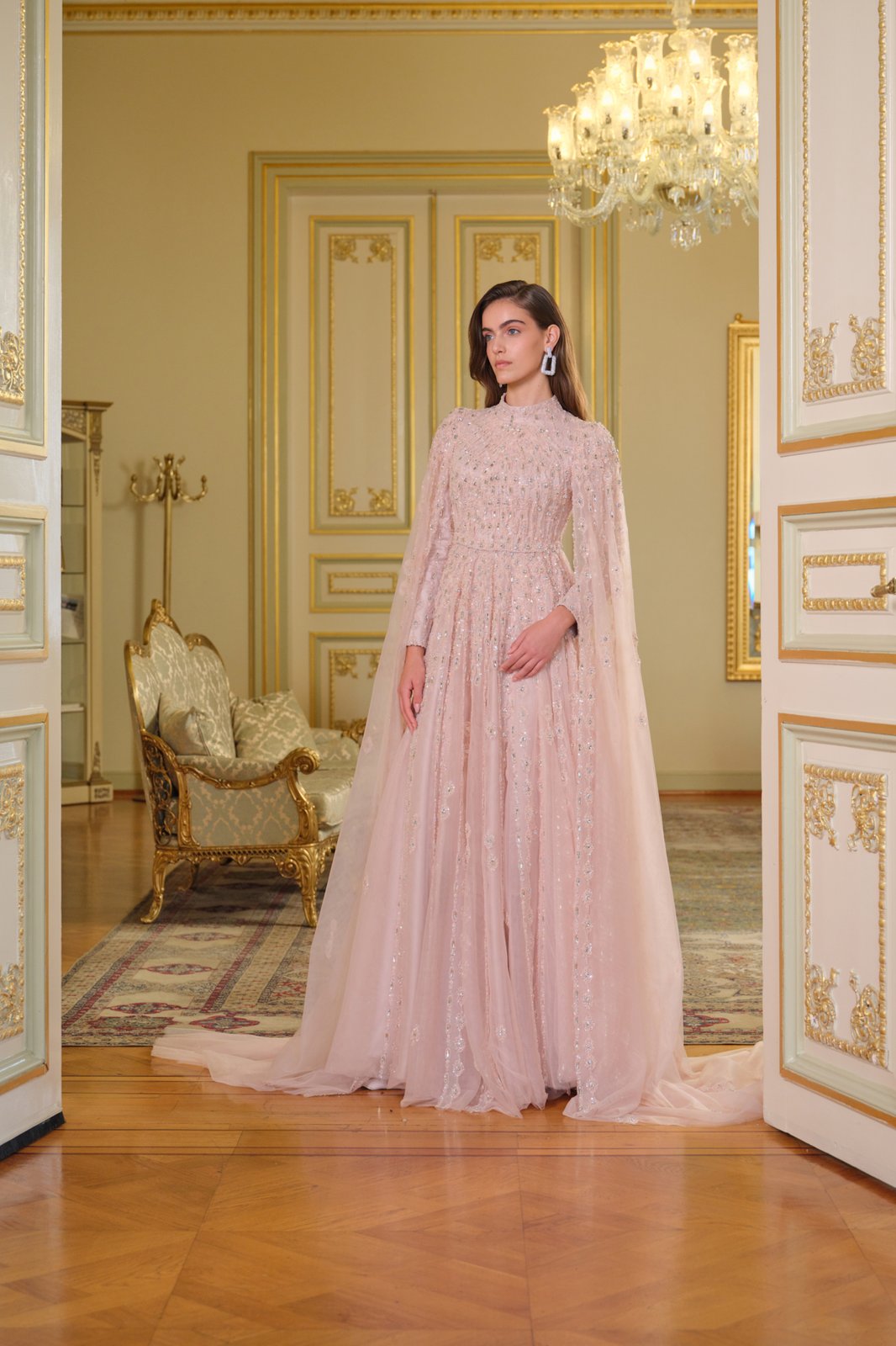 Begonia Kasnak İşlemeli Elbise - Pembe