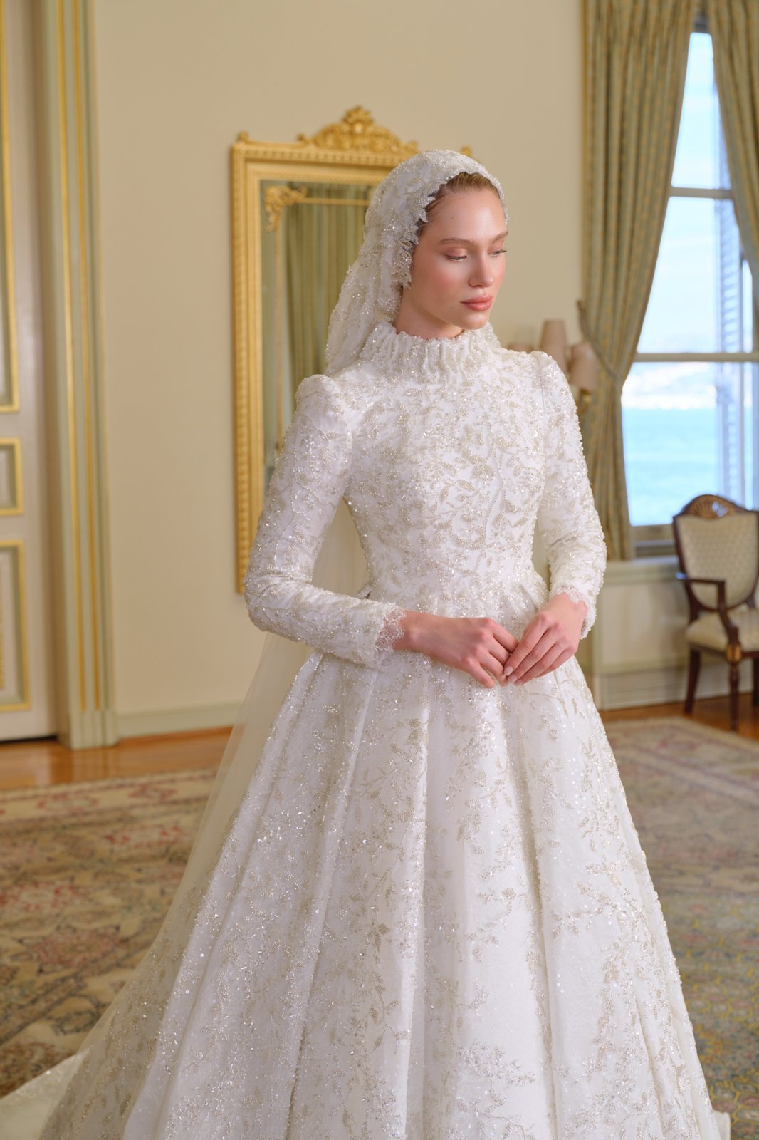 Serande Dantel İşlemeli Gelinlik - Beyaz