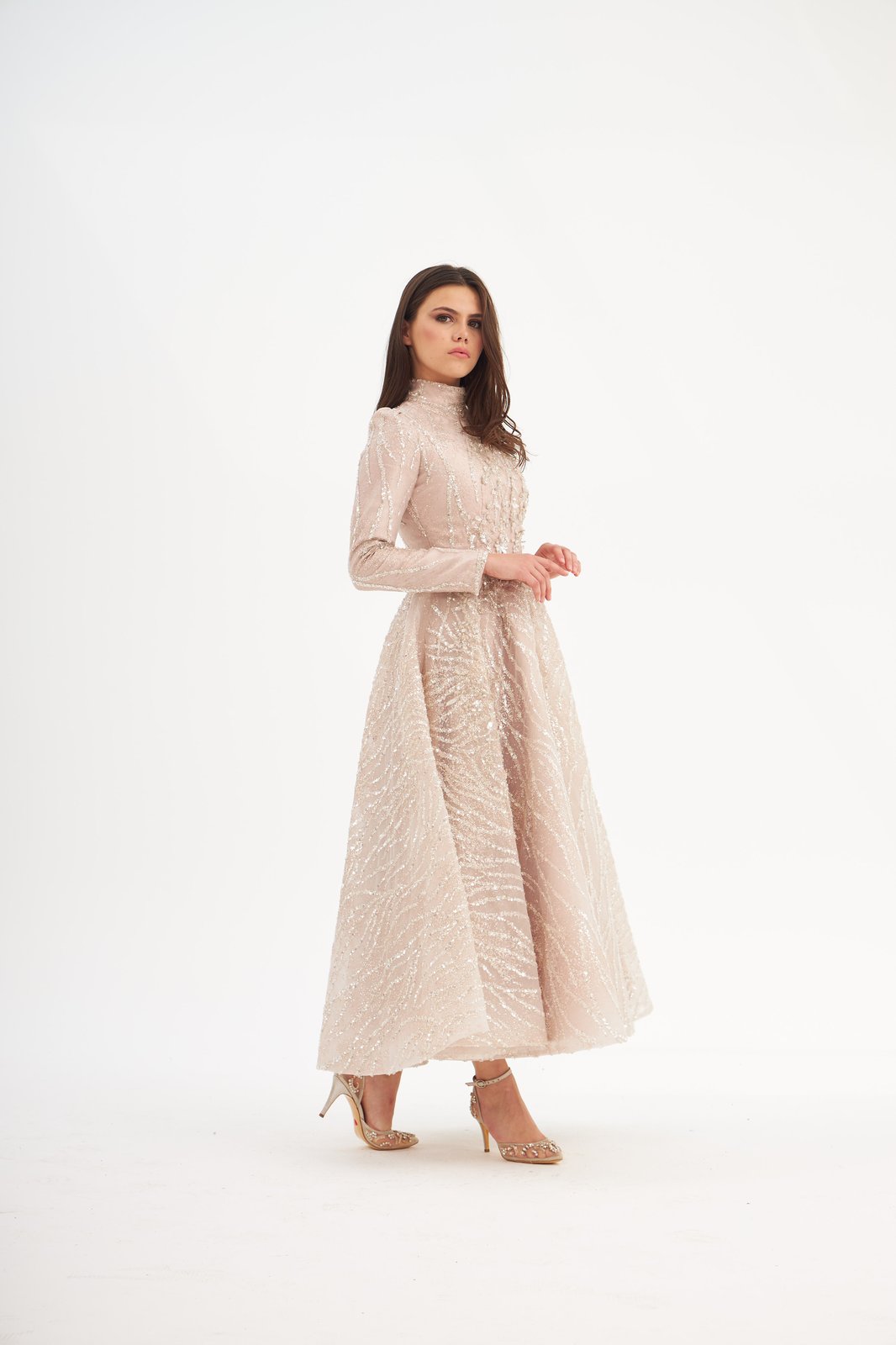 Pixie Midi Boy Elbise - Pudra