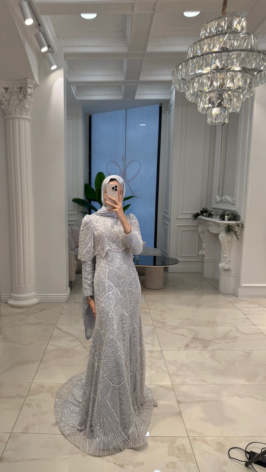 Liberta İşlemeli Elbise - Gri