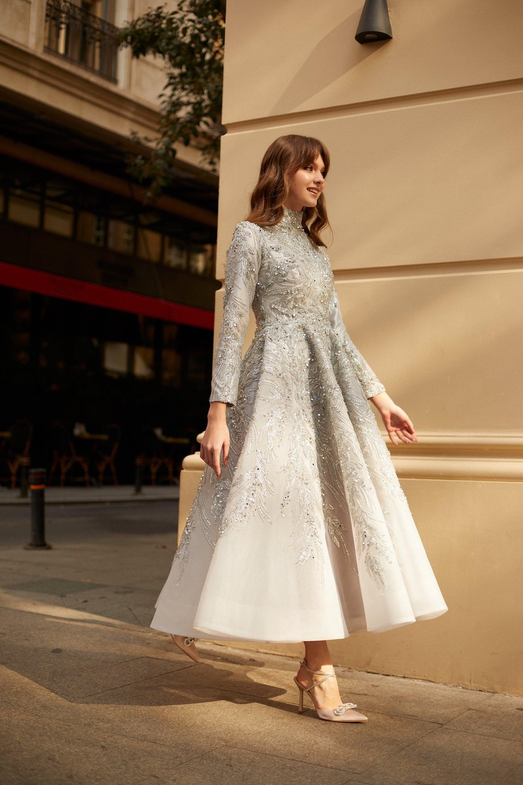 Angel Midi Boy Elbise - Gri