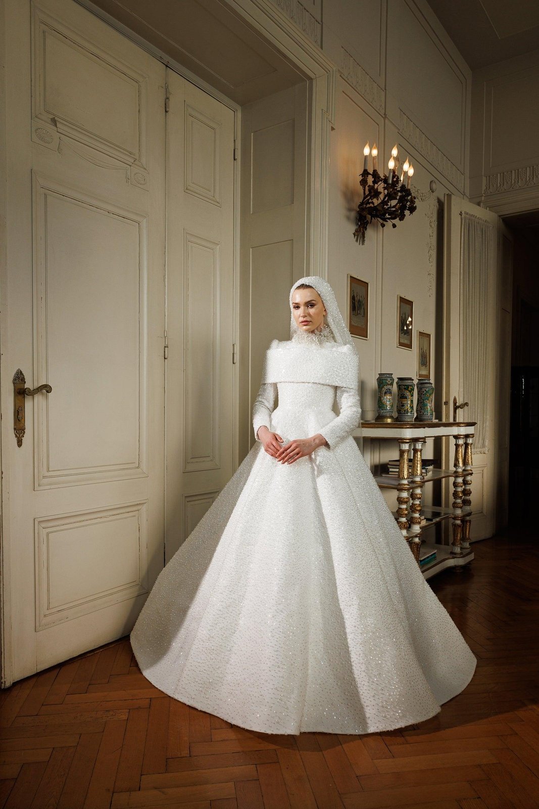 Ashley Omuz Detaylı Gelinlik - Beyaz