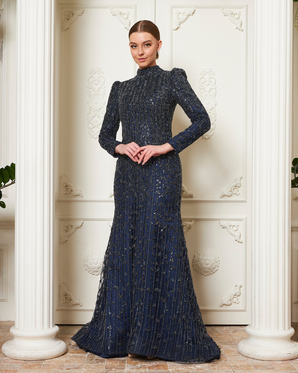 Lucas Kuyruklu Elbise - Lacivert