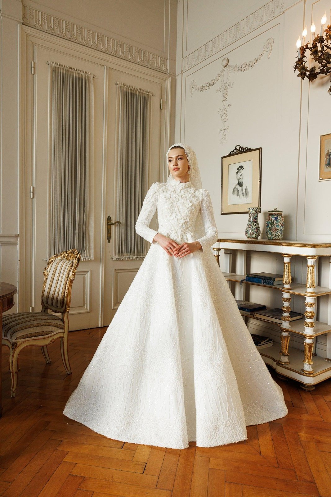 Diva Çiçek Detaylı Gelinlik - Beyaz