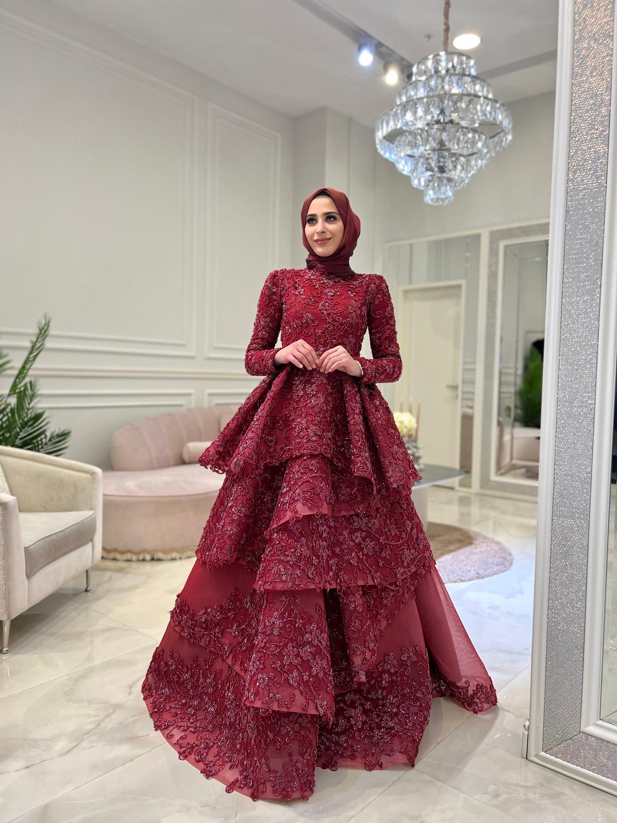 Firework Kat Kat Elbise - Bordo