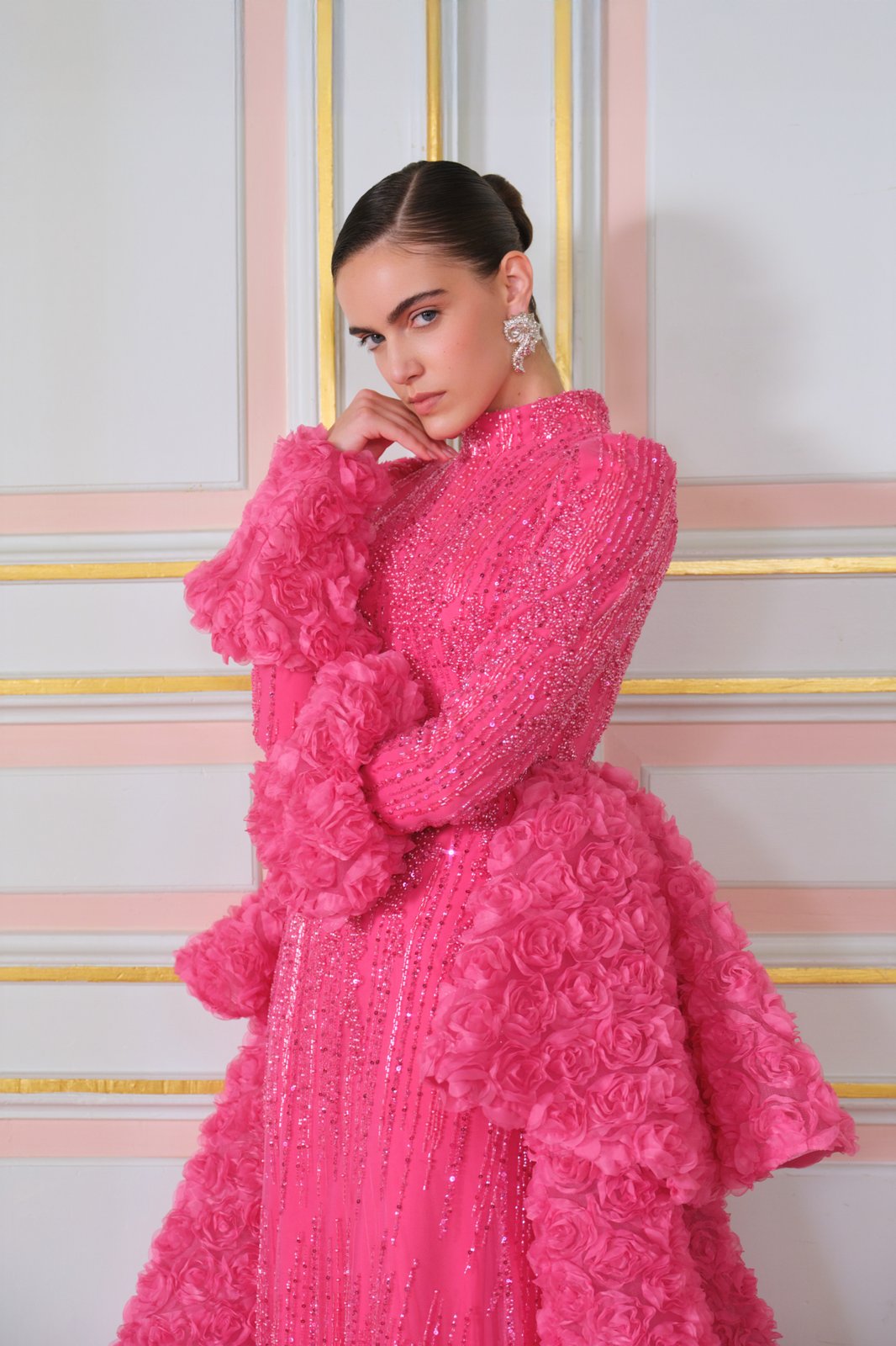 Rosewood Kuyruklu Elbise - Fuşya