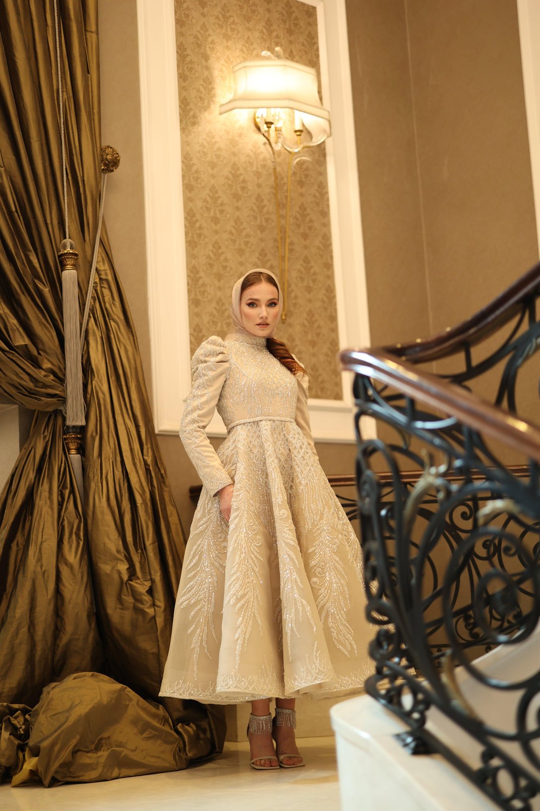 Anna Midi Boy Elbise - Bej