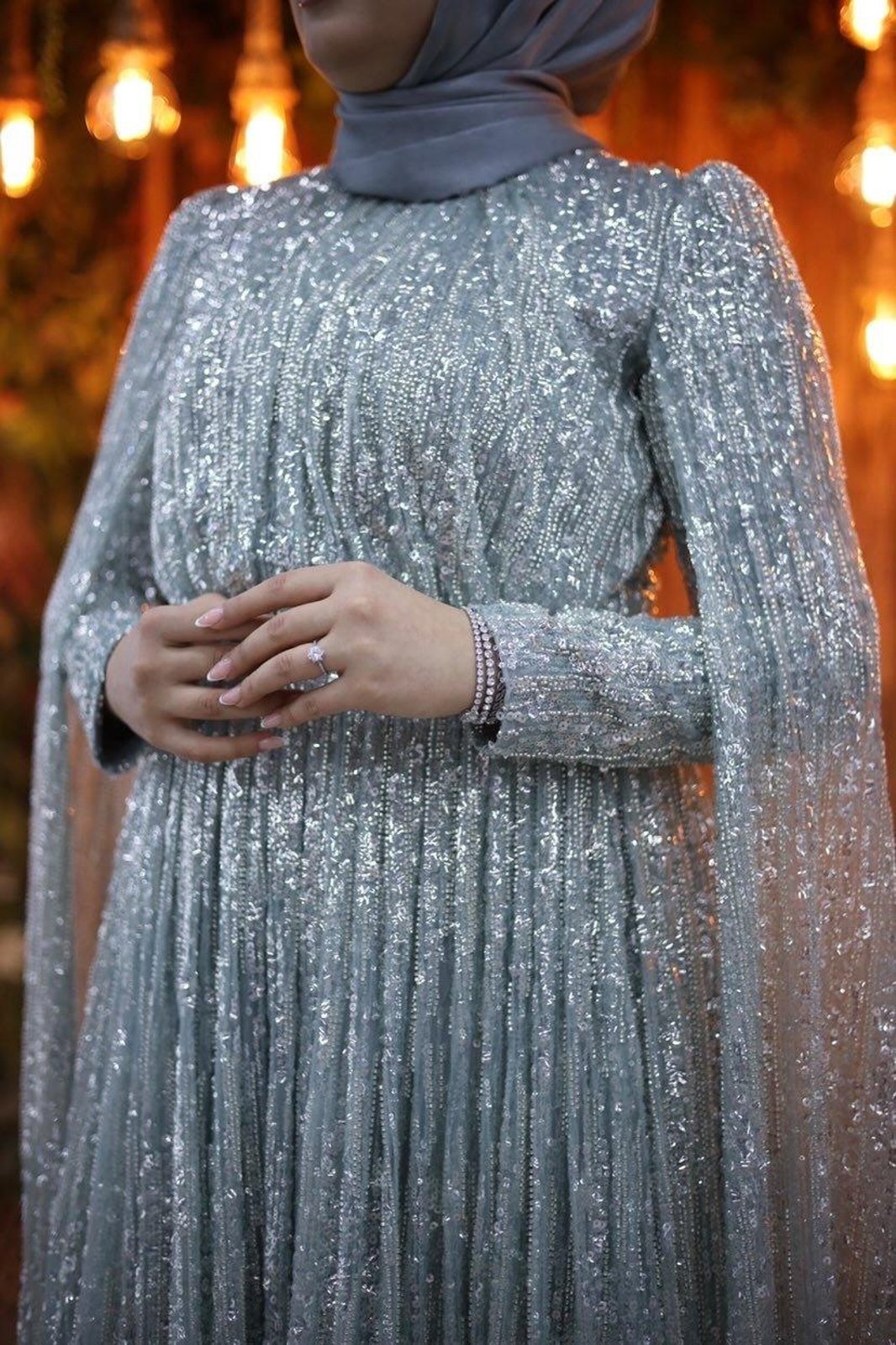 Light Pelerine Elbise - Mint