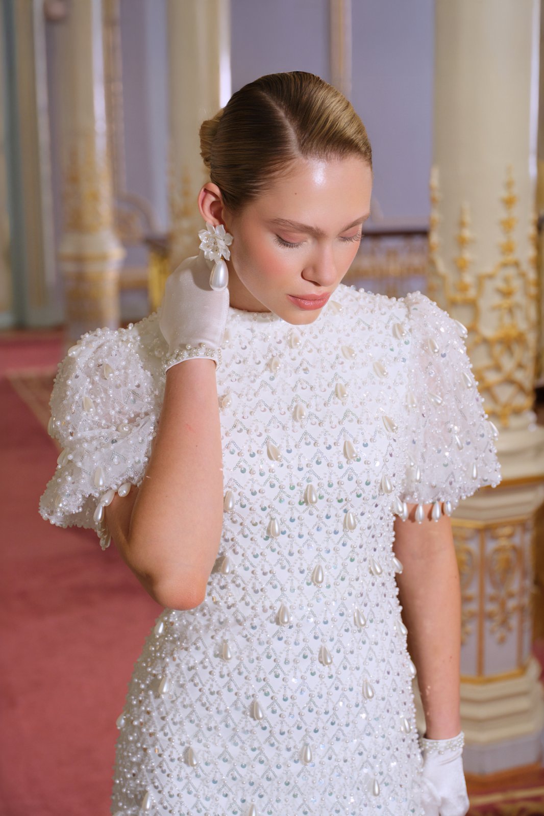 Theo İncili Elbise - Beyaz