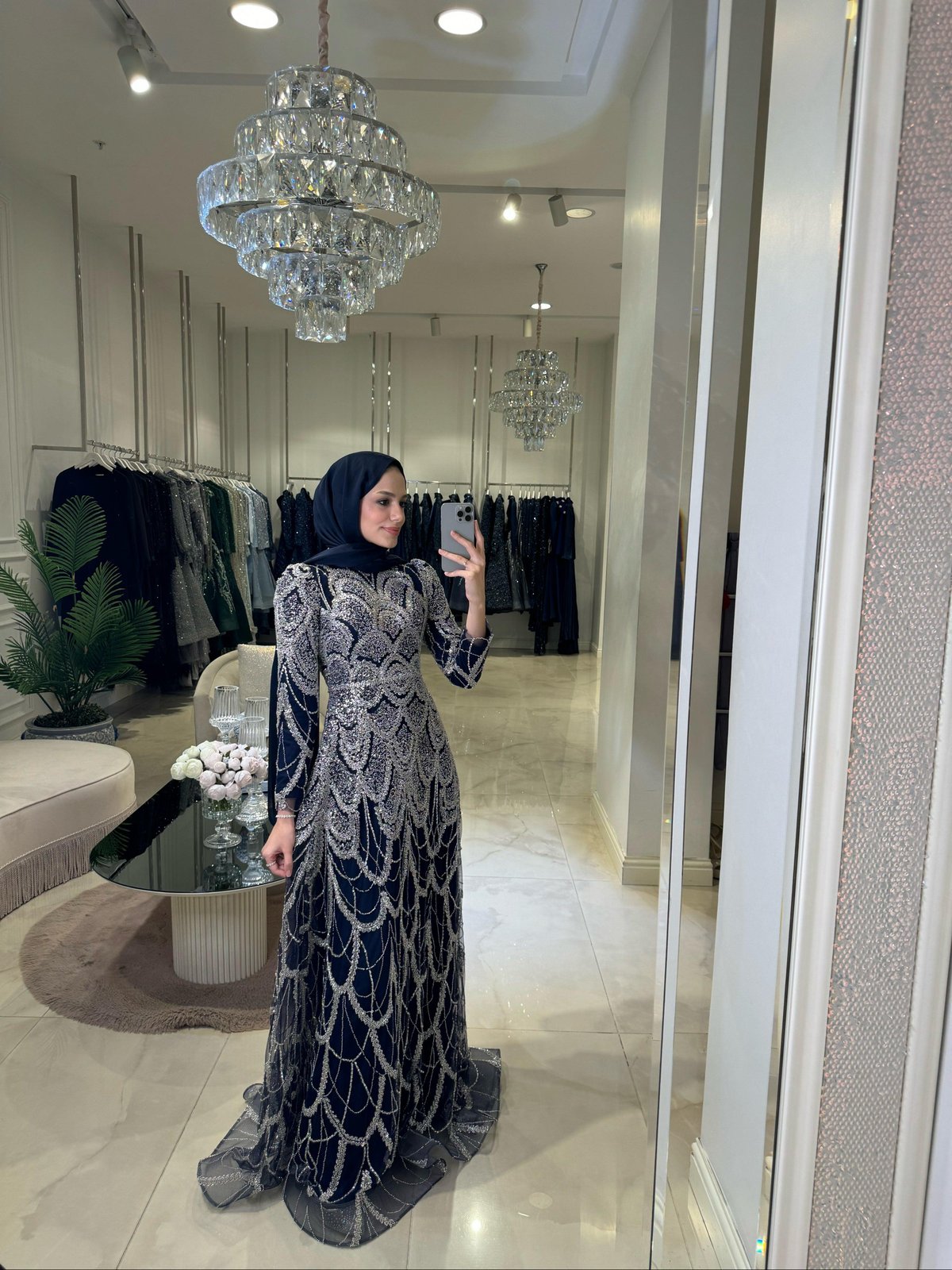 Alberta İşlemeli Elbise - Lacivert