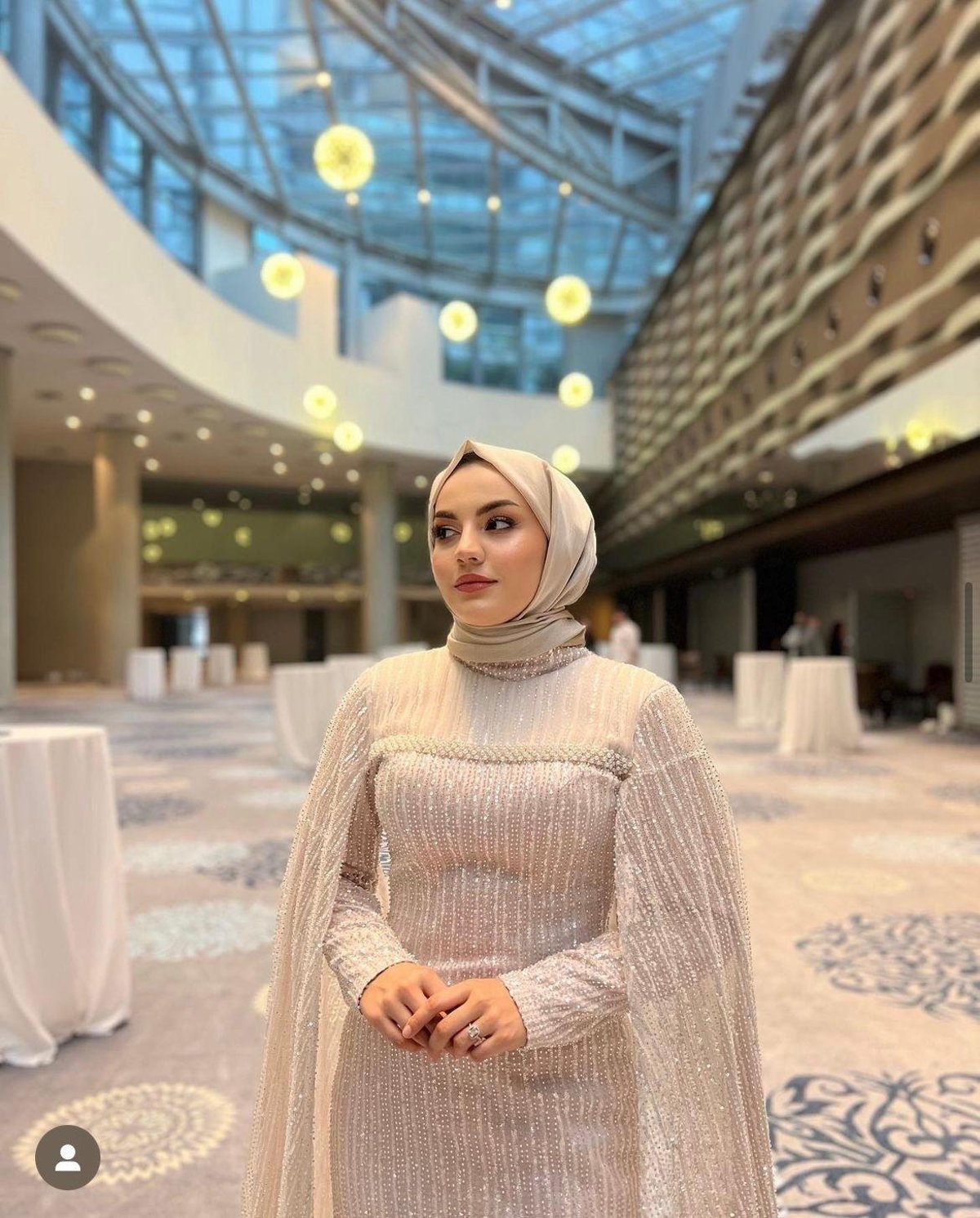 Liza Pelerinli Elbise - Pudra