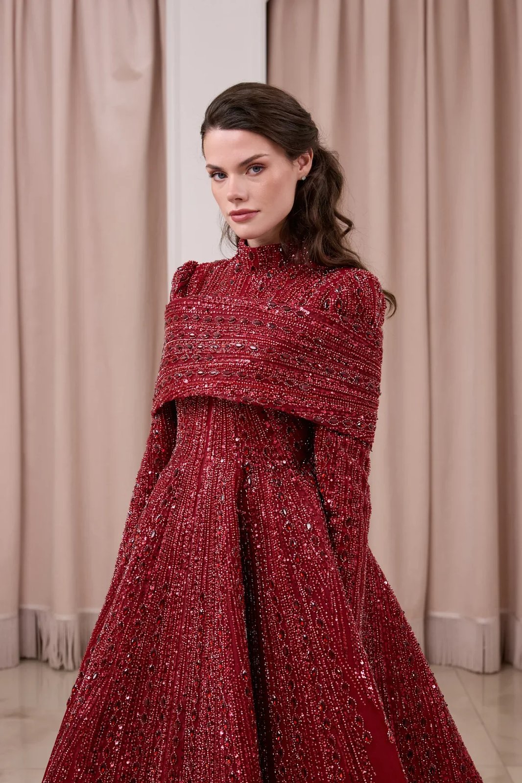 Nivara Omuz Detaylı Elbise - Bordo