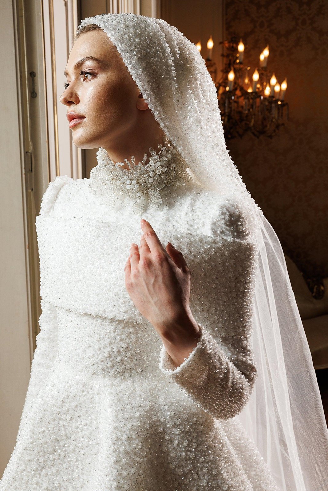 Ashley Omuz Detaylı Gelinlik - Beyaz