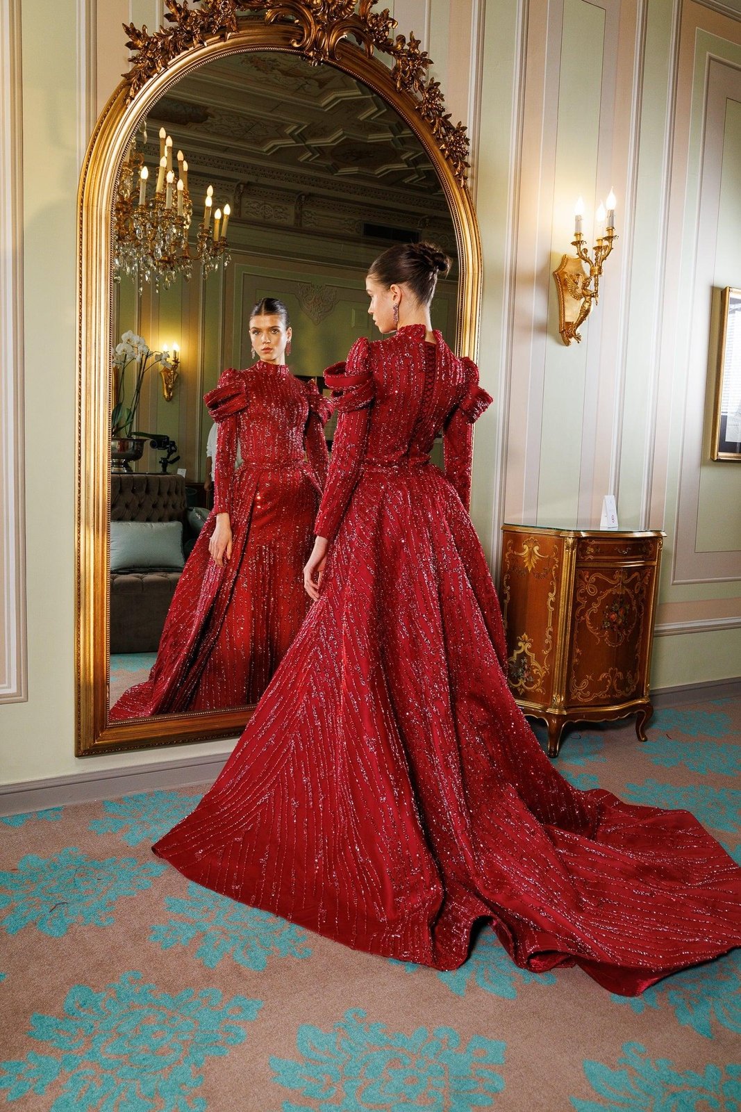 Nessa Kuyruklu Elbise - Bordo