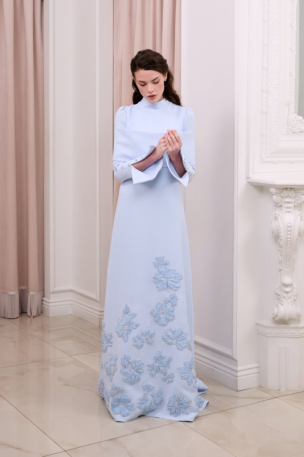 Frozen Omuz Detaylı Elbise - Mavi