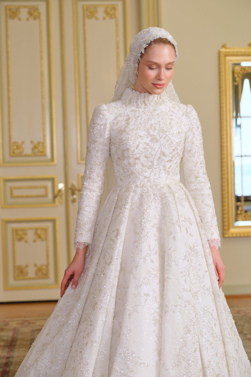 Serande Dantel İşlemeli Gelinlik - Beyaz