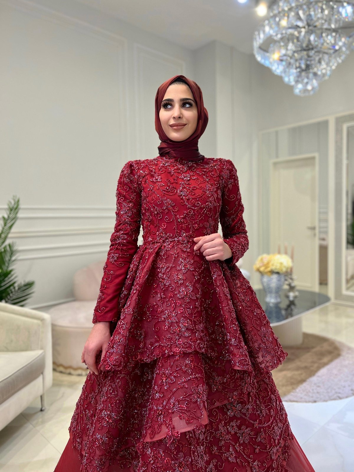 Firework Kat Kat Elbise - Bordo