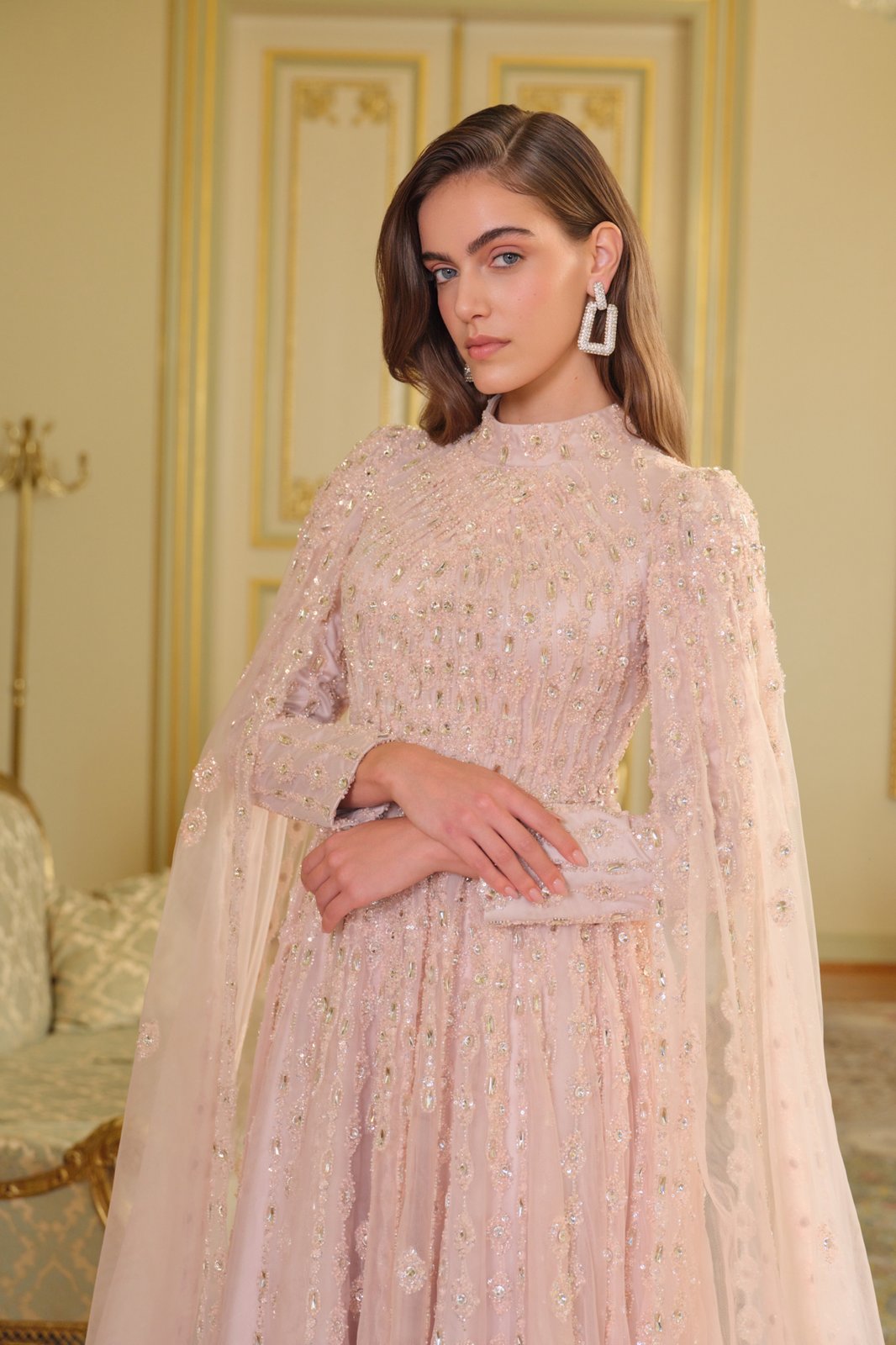 Begonia Kasnak İşlemeli Elbise - Pembe