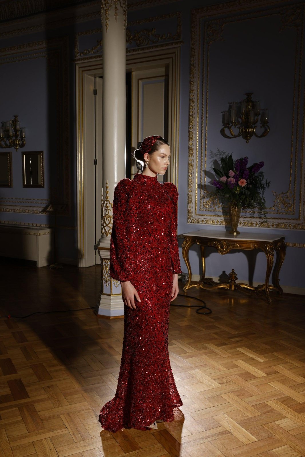 Clara Balon Kollu Elbise - Bordo