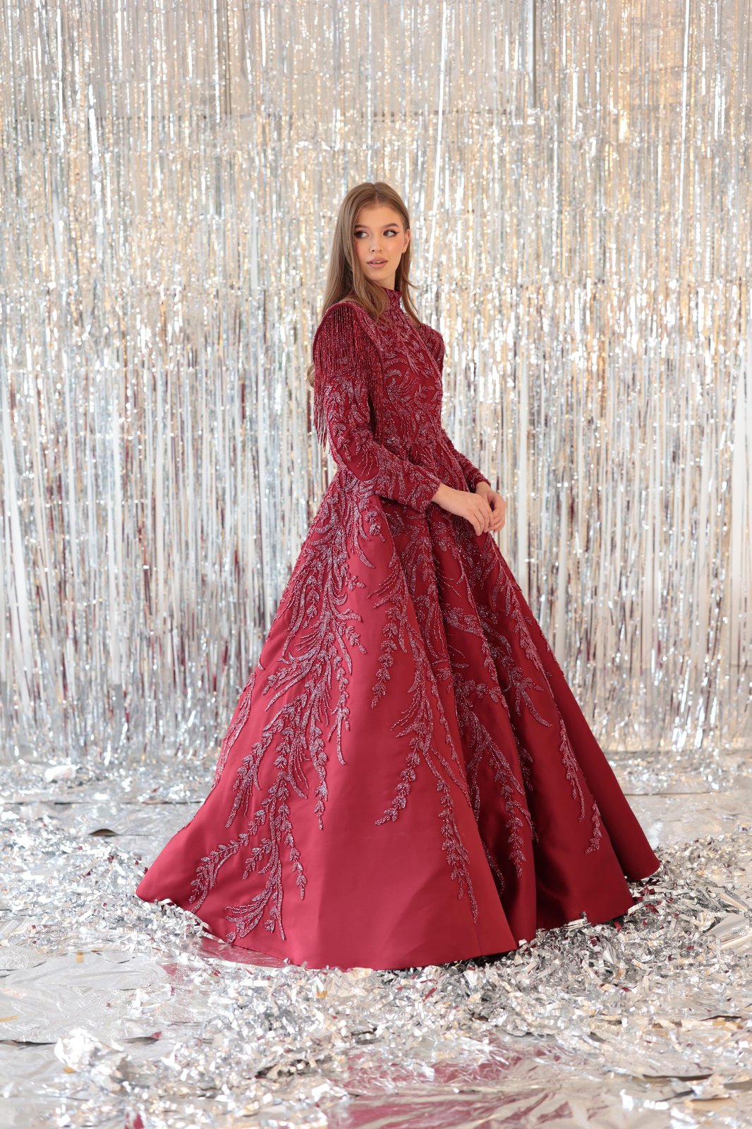 Darcy Omuz Detaylı Elbise - Bordo