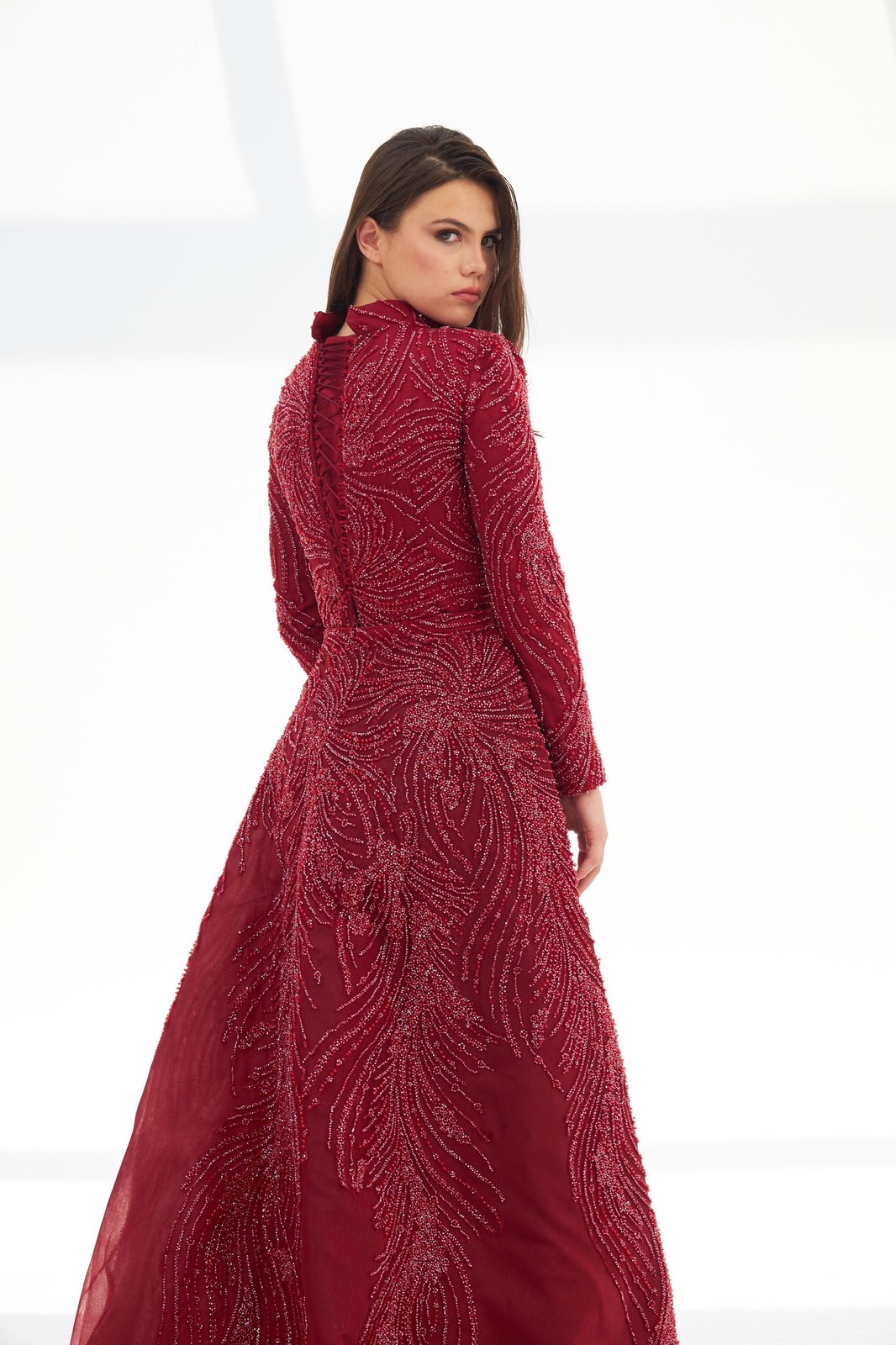 Miranda Kuyruklu Elbise - Bordo