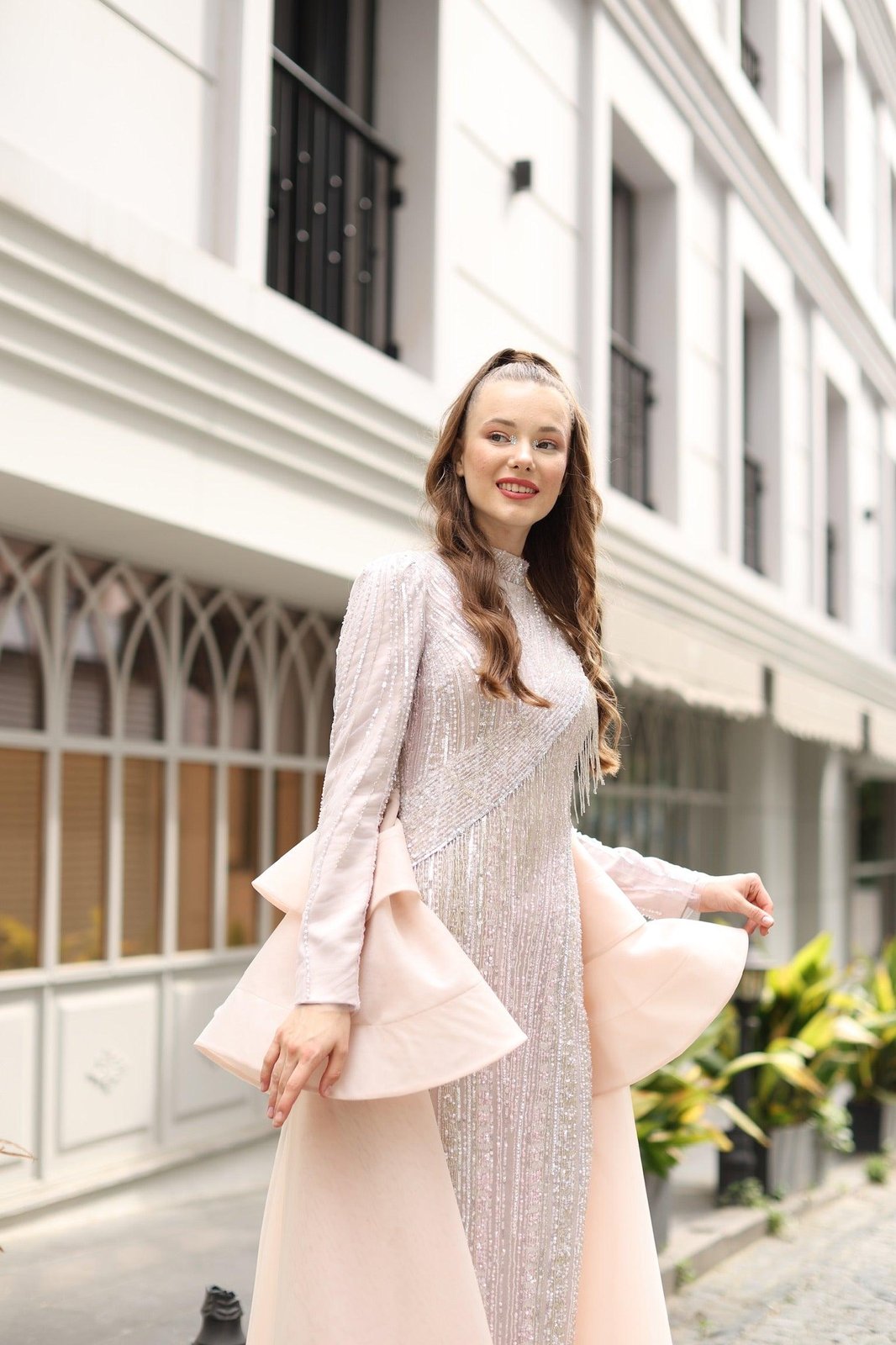 Caroline Kasnak Elbise - Pembe