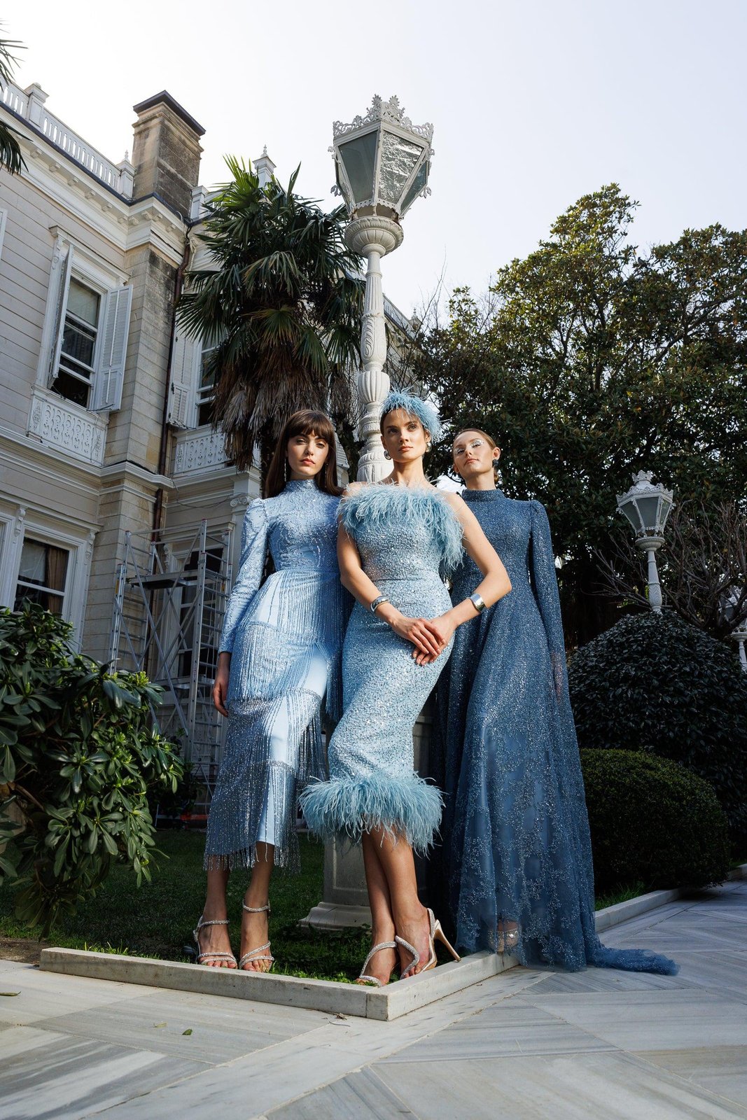 Pony Tüylü Elbise - Mavi