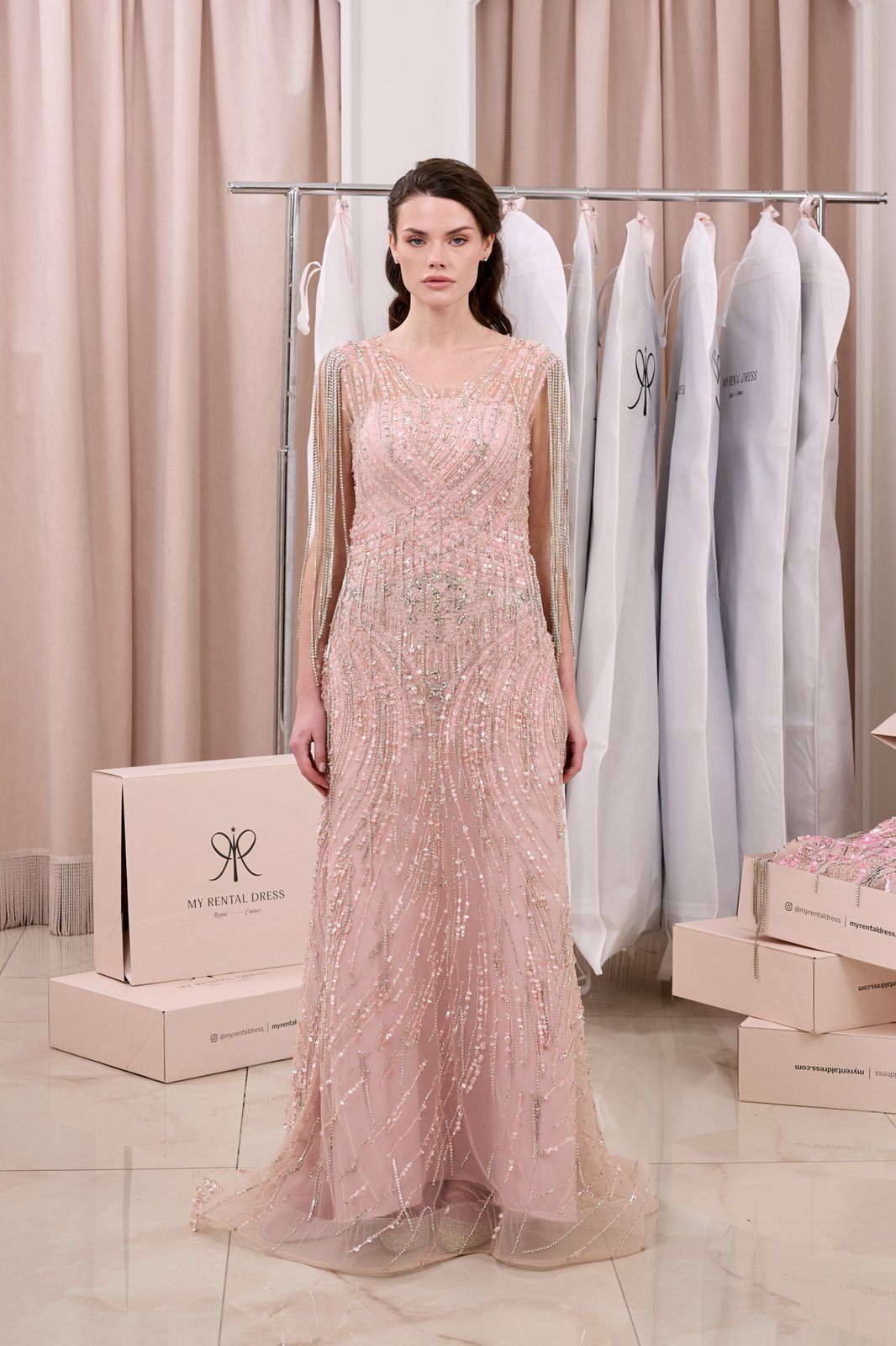 Opal Kasnak Elbise - Pembe