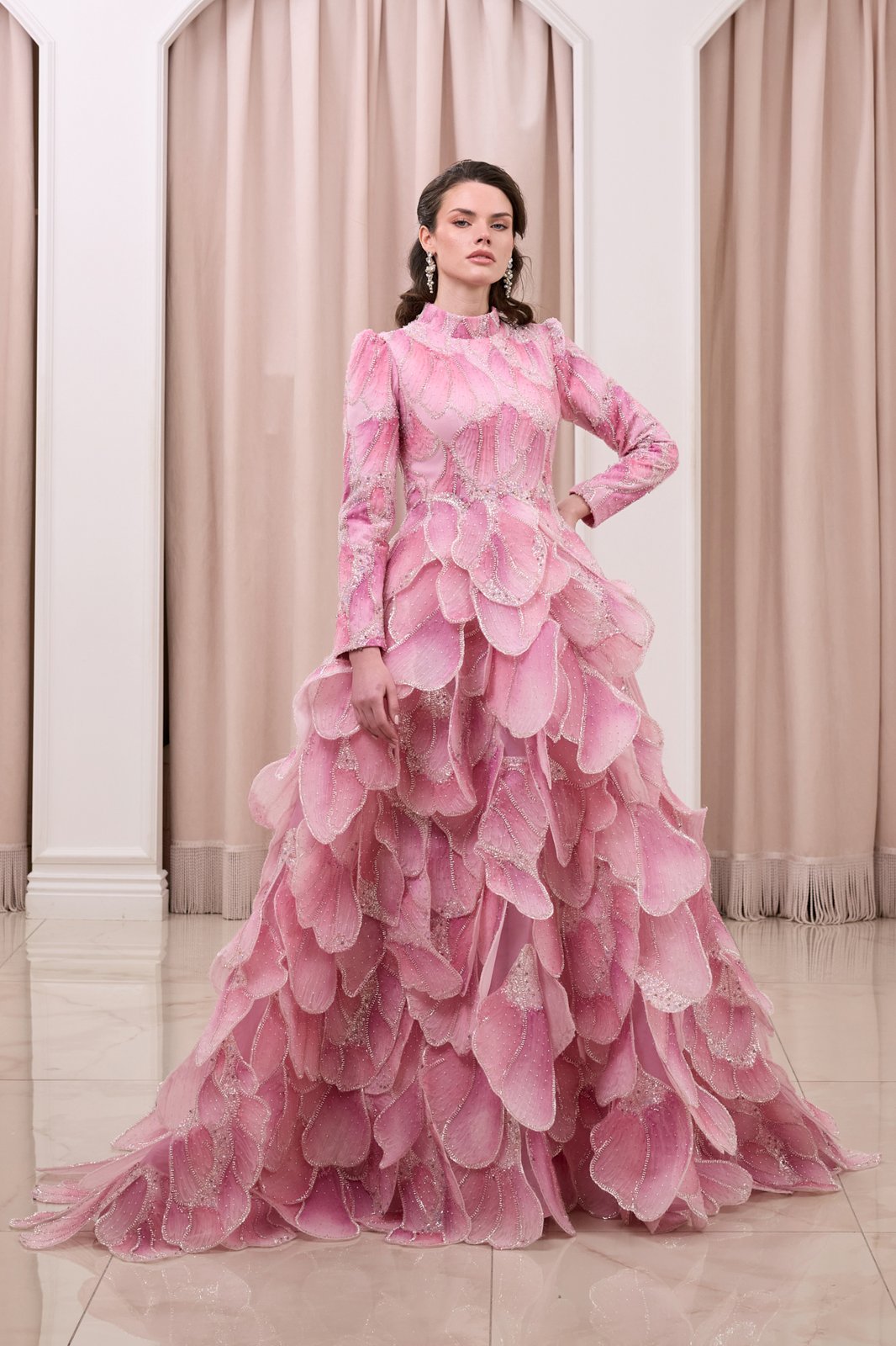 Aurora İşlemeli Elbise - Pembe