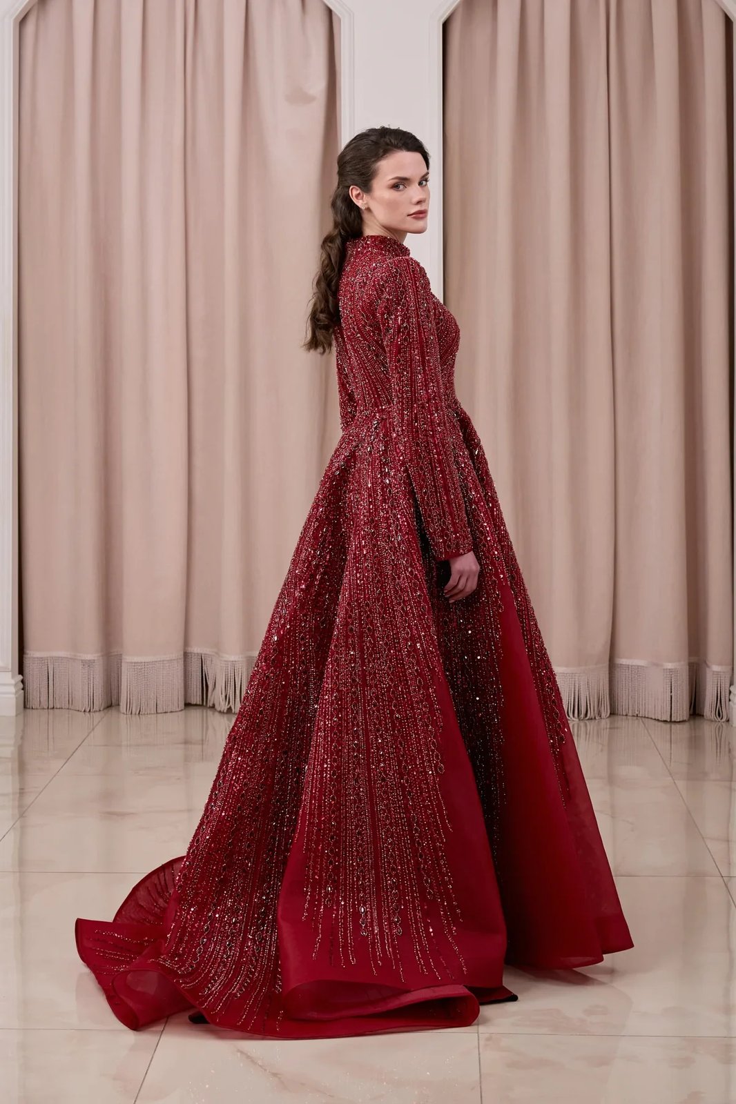 Nivara Omuz Detaylı Elbise - Bordo