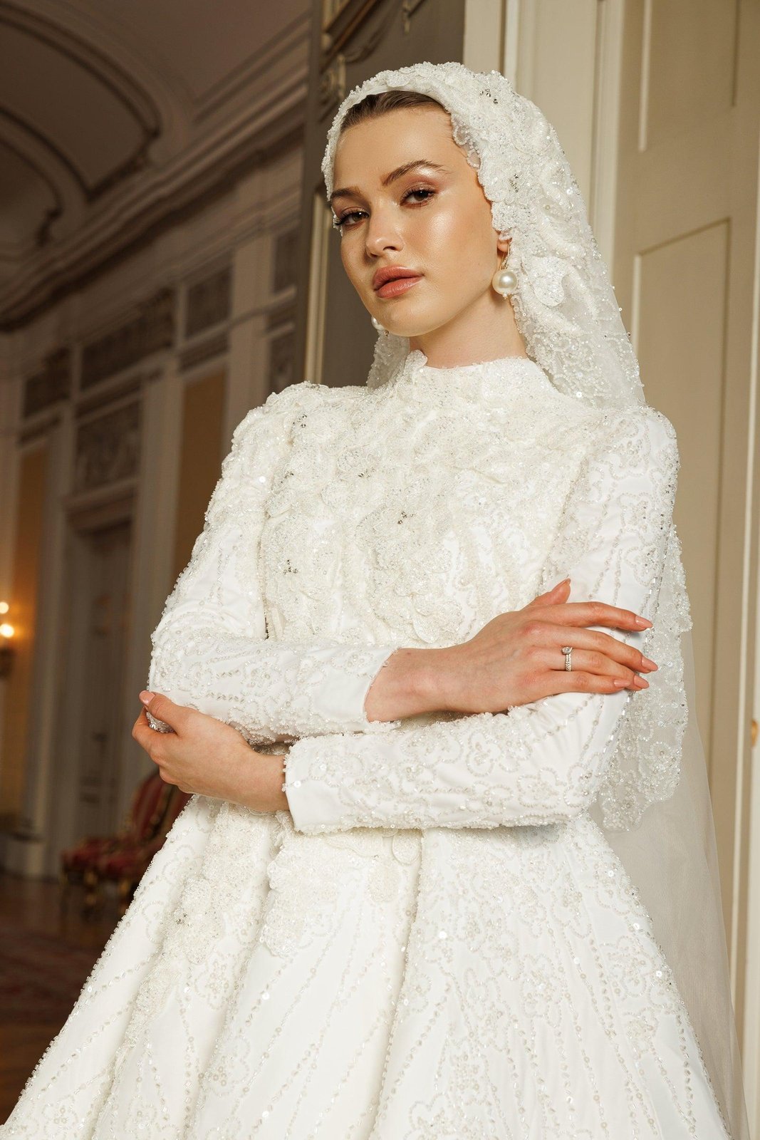 Diva Çiçek Detaylı Gelinlik - Beyaz