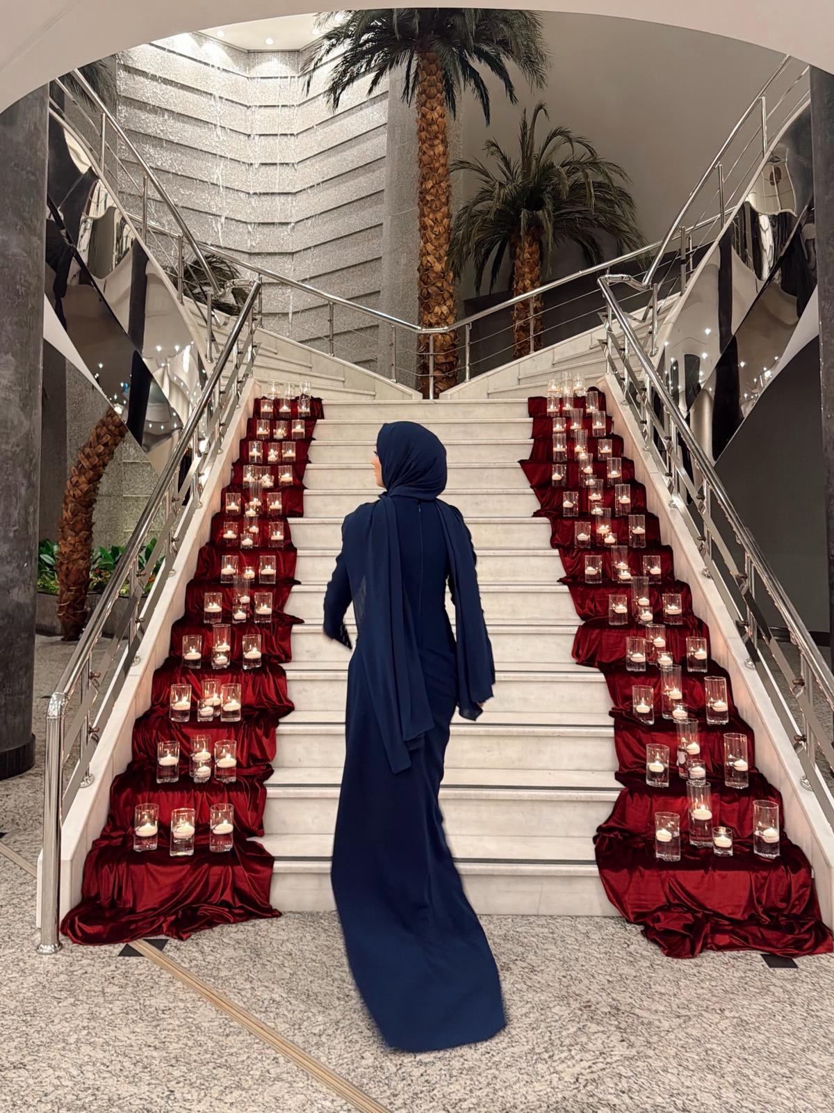 Astra İşlemeli Elbise - Lacivert